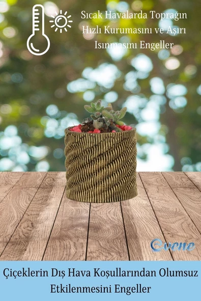 Evene Saksı Dekoratif Saksı Kaktüs Saksısı Sukulent Saksısı Küçük Saksı Model 39 Altın Saksı - Resim 4