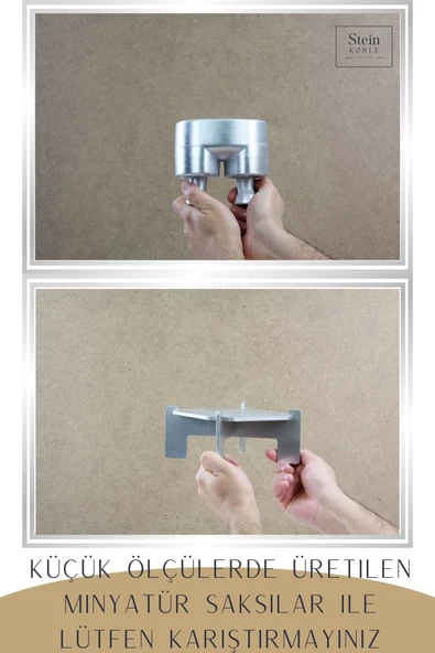 Stein Kohle Ayaklı Saksı Ahşap Büyük Boy 1 Adet Gümüş Renk Uygulamalı Pantolon Model - 3