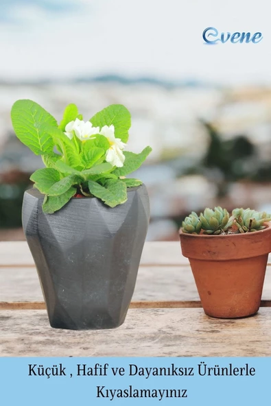 Evene Saksı Büyük Saksı Çiçek Saksısı Büyük Boy Saksı Salon Saksısı Model 9 Siyah Saksı - Resim 3