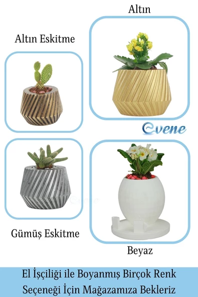 Evene Saksı Büyük Saksı Çiçek Saksısı Büyük Boy Saksı Salon Saksısı Model 1 Beyaz Saksı - Resim 7