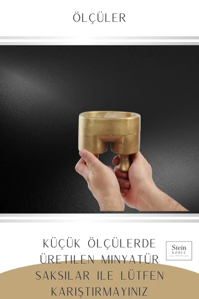 Stein Kohle Çiçek Saksısı Büyük Boy 1 Adet Altın Renk Uygulamalı Pantolon Model - 3