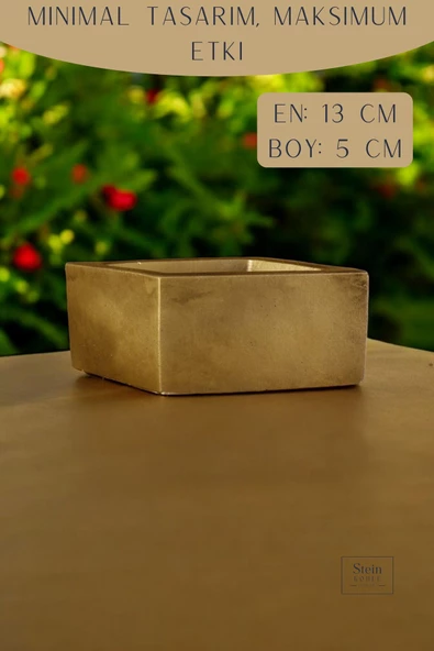 Stein Kohle Dekoratif Saksı Minik Kaktüs Saksısı Altın Eskitme Renk 1 Adet Dörtgen Model - Resim 2