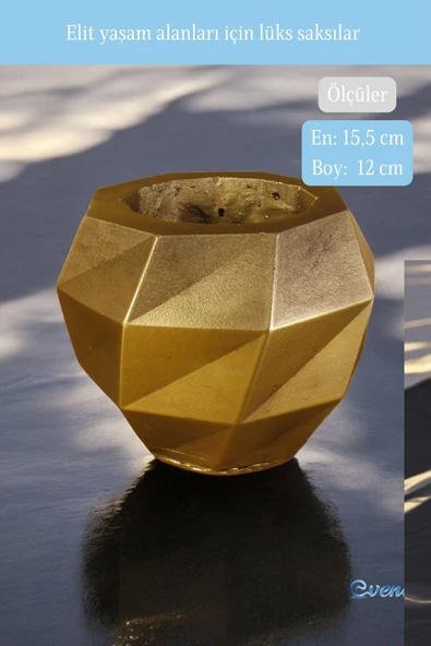 Evene Saksı Büyük Saksı Çiçek Saksısı Büyük Boy Saksı Salon Saksısı Model 13 Altın Eskitme Saksı - Resim 2