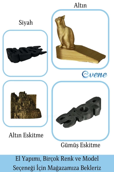 Evene Kapı Stoperi Siyah Renk Dekoratif Kapı Tutucu Durdurucu 4 Adet Model 8 - Resim 8