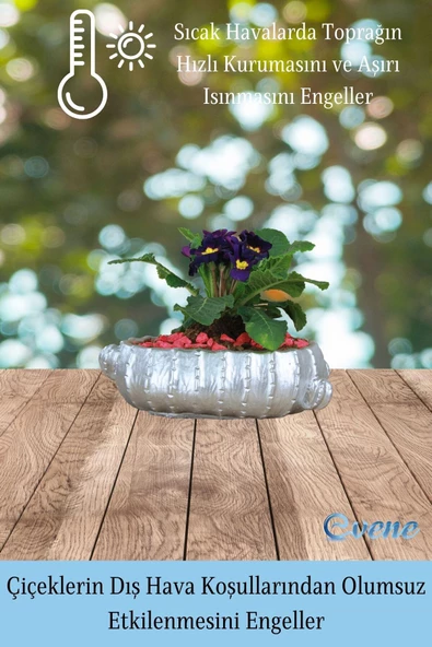 Evene Saksı Büyük Saksı Çiçek Saksısı Büyük Boy Saksı Salon Saksısı Model 3 Gümüş Saksı - Resim 4