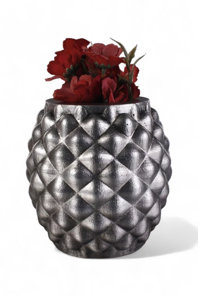 Evene Saksı Büyük Saksı Çiçek Saksısı Büyük Boy Saksı Salon Saksısı Model 12 Gümüş Eskitme Saksı ürün görseli 1