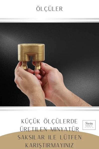 Stein Kohle Çiçek Saksısı Dekoratif Kaktüs Saksı 1 Adet Altın Renk Uygulamalı Pantolon Model - 3