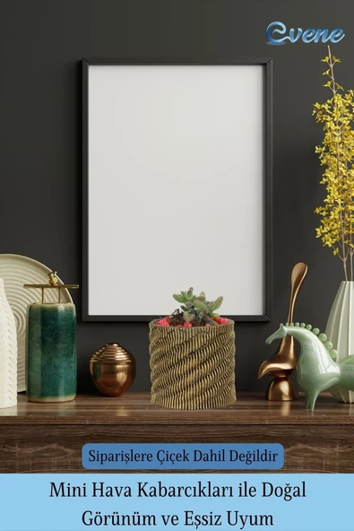 Evene Saksı Dekoratif Saksı Kaktüs Saksısı Sukulent Saksısı Küçük Saksı Model 39 Altın Saksı - Resim 6