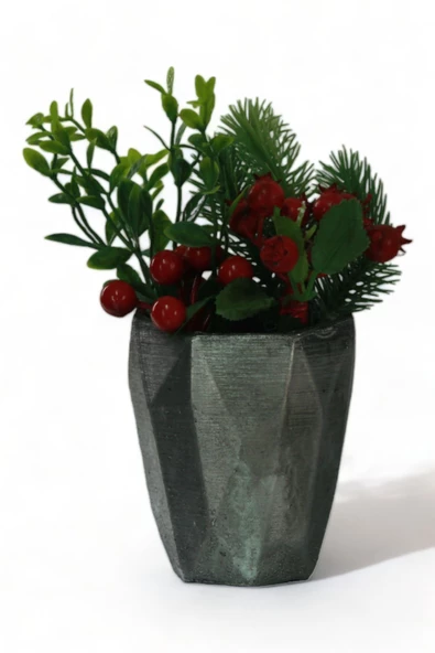 Evene Saksı Dekoratif Saksı Kaktüs Saksısı Sukulent Saksısı Küçük Saksı Model 36 Siyah Gümüş Saksı ürün görseli 1