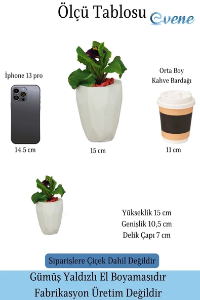 Evene Saksı Büyük Saksı Çiçek Saksısı Büyük Boy Saksı Salon Saksısı Model 9 Beyaz Saksı - 2