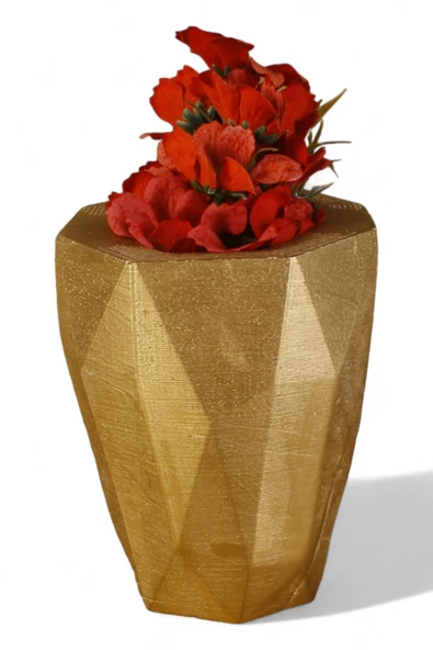 Evene Saksı Büyük Saksı Çiçek Saksısı Büyük Boy Saksı Salon Saksısı Model 9 Altın Saksı ürün görseli 1