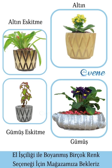 Evene Saksı Büyük Saksı Çiçek Saksısı Büyük Boy Saksı Salon Saksısı Model 3 Gümüş Saksı - Resim 7