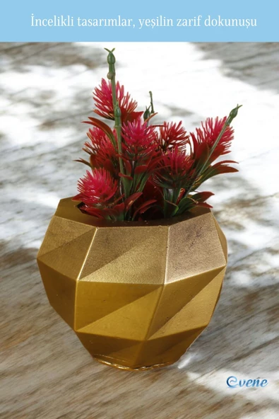 Evene Saksı Büyük Saksı Çiçek Saksısı Büyük Boy Saksı Salon Saksısı Model 13 Altın Eskitme Saksı - Resim 5