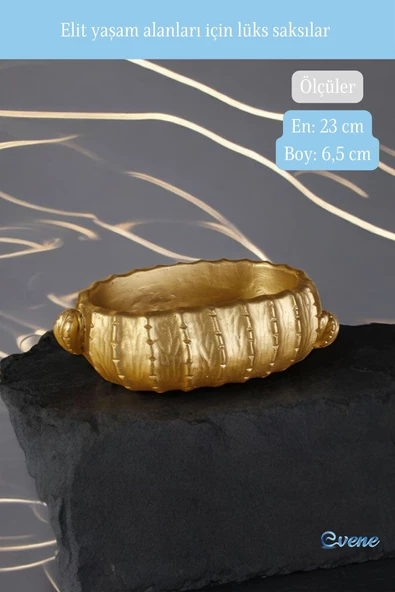 Evene Saksı Büyük Saksı Çiçek Saksısı Büyük Boy Saksı Salon Saksısı Model 3 Gold Saksı - 2