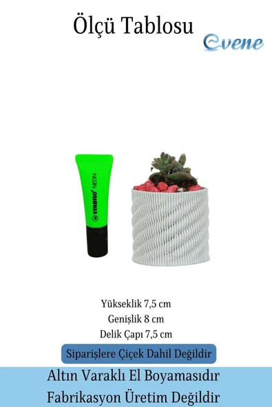 Evene Saksı Dekoratif Saksı Kaktüs Saksısı Sukulent Saksısı Küçük Saksı Model 39 Beyaz Saksı - Resim 2