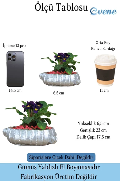 Evene Saksı Büyük Saksı Çiçek Saksısı Büyük Boy Saksı Salon Saksısı Model 3 Gümüş Saksı - Resim 2