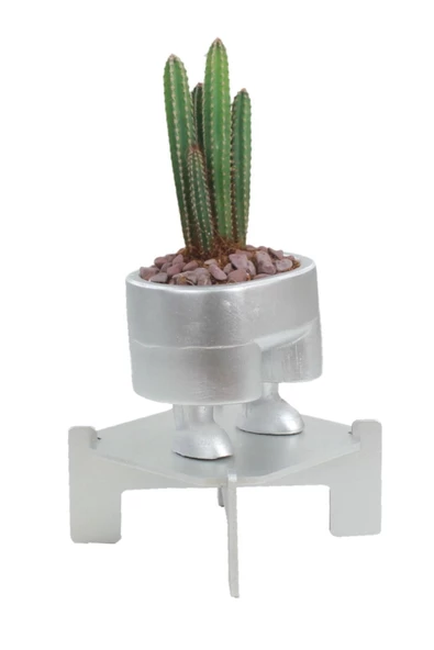 Stein Kohle Ayaklı Saksı Ahşap Büyük Boy 1 Adet Gümüş Renk Uygulamalı Pantolon Model