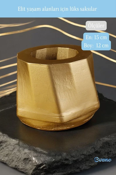 Evene Saksı Büyük Saksı Çiçek Saksısı Büyük Boy Saksı Salon Saksısı Model 8 Altın Saksı - Resim 2