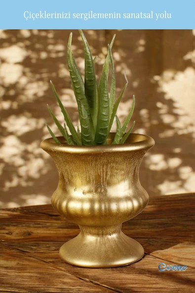 Evene Saksı Dekoratif Saksı Kaktüs Saksısı Sukulent Saksısı Küçük Saksı Model 33 Altın Saksı - Resim 3