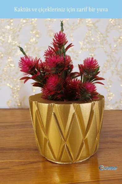 Evene Saksı Büyük Saksı Çiçek Saksısı Büyük Boy Saksı Salon Saksısı Model 7 Altın Saksı - Resim 4