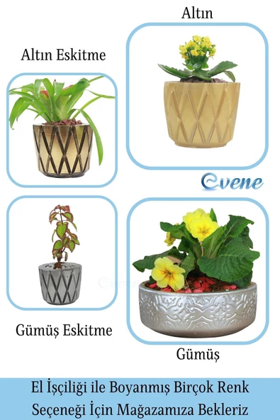 Evene Saksı Büyük Saksı Çiçek Saksısı Büyük Boy Saksı Salon Saksısı Model 2 Gümüş Saksı - Resim 7