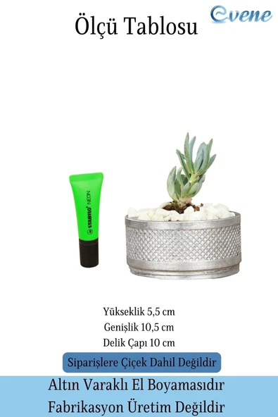 Evene Saksı Dekoratif Saksı Kaktüs Saksısı Sukulent Saksısı Küçük Saksı Model 46 Siyah Gümüş Saksı - 2