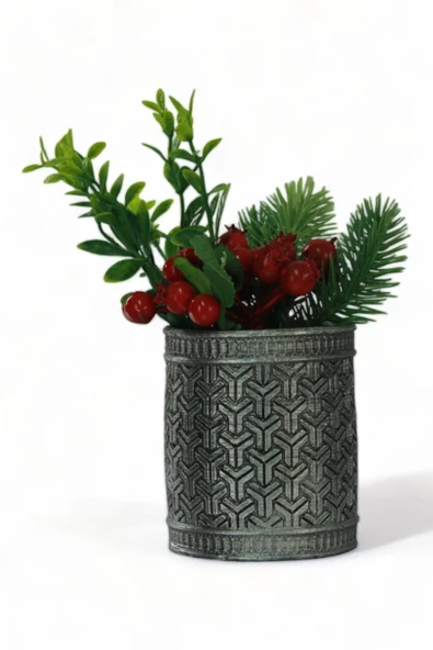 Evene Saksı Dekoratif Saksı Kaktüs Saksısı Sukulent Saksısı Küçük Saksı Model 42 Siyah Gümüş Saksı ürün görseli 1