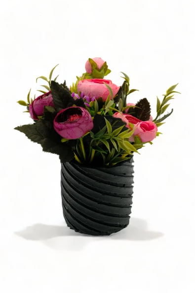 Evene Saksı Dekoratif Saksı Kaktüs Saksısı Sukulent Saksısı Küçük Saksı Model 37 Siyah Saksı ürün görseli 1