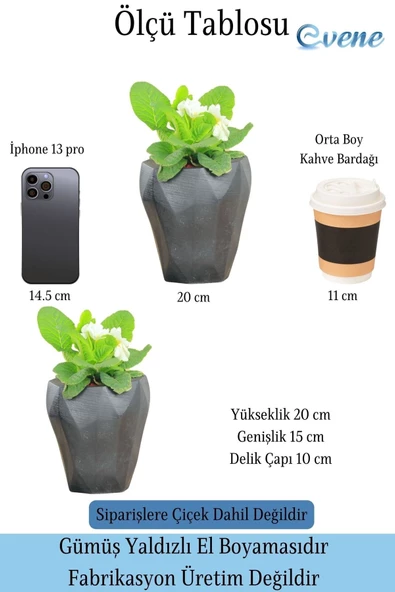 Evene Saksı Büyük Saksı Çiçek Saksısı Büyük Boy Saksı Salon Saksısı Model 9 Siyah Saksı - Resim 2