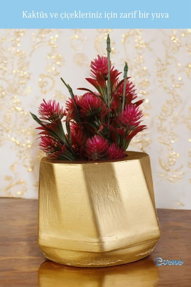 Evene Saksı Büyük Saksı Çiçek Saksısı Büyük Boy Saksı Salon Saksısı Model 8 Altın Saksı - Resim 4