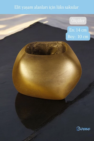 Evene Saksı Büyük Saksı Çiçek Saksısı Büyük Boy Saksı Salon Saksısı Model 14 Altın Eskitme Saksı - Resim 2