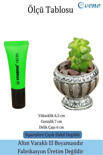 Evene Mini Çiçek Saksı Küçük Sukulent Gümüş Eskitme Kaktüs Saksısı Antika Model - 2
