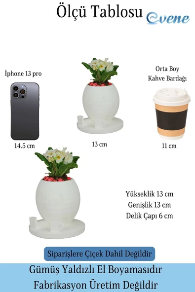 Evene Saksı Büyük Saksı Çiçek Saksısı Büyük Boy Saksı Salon Saksısı Model 1 Beyaz Saksı - Resim 2