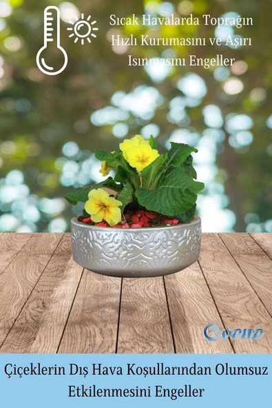 Evene Saksı Büyük Saksı Çiçek Saksısı Büyük Boy Saksı Salon Saksısı Model 2 Gümüş Saksı - Resim 4