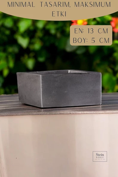 Stein Kohle Dekoratif Saksı Minik Kaktüs Saksısı Gümüş Eskitme Renk 1 Adet Dörtgen Model - Resim 2