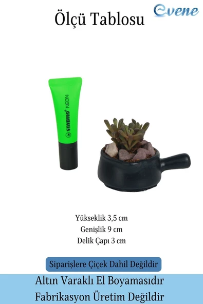 Evene Saksı Dekoratif Saksı Kaktüs Saksısı Sukulent Saksısı Küçük Saksı Model 28 Siyah Saksı - 2
