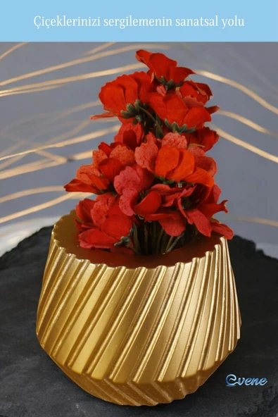 Evene Saksı Büyük Saksı Çiçek Saksısı Büyük Boy Saksı Salon Saksısı Model 6 Altın Saksı - Resim 2
