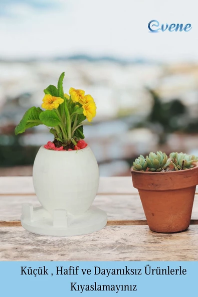 Evene Saksı Büyük Saksı Çiçek Saksısı Büyük Boy Saksı Salon Saksısı Model 1 Beyaz Saksı - Resim 3