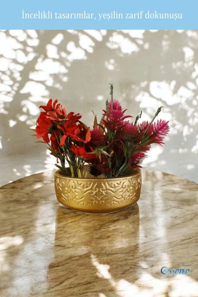 Evene Saksı Büyük Saksı Çiçek Saksısı Büyük Boy Saksı Salon Saksısı Model 2 Gold Saksı - Resim 5