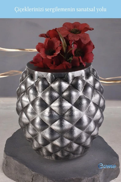 Evene Saksı Büyük Saksı Çiçek Saksısı Büyük Boy Saksı Salon Saksısı Model 12 Gümüş Eskitme Saksı - Resim 3