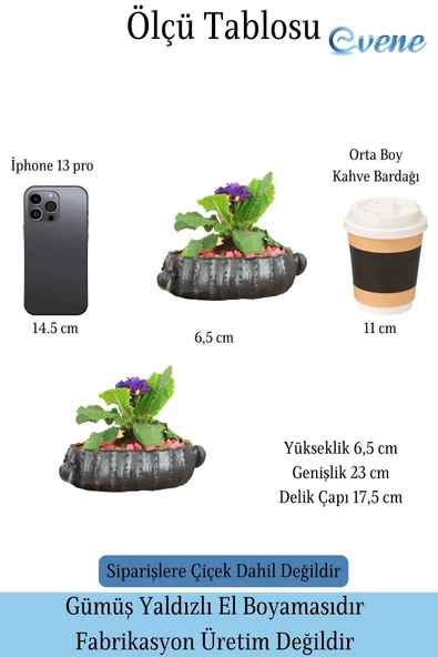 Evene Saksı Büyük Saksı Çiçek Saksısı Büyük Boy Saksı Salon Saksısı Model 3 Siyah Saksı - Resim 2