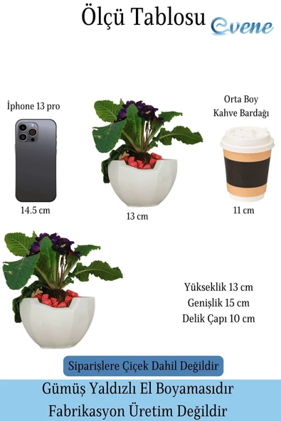 Evene Saksı Büyük Saksı Çiçek Saksısı Büyük Boy Saksı Salon Saksısı Model 10 Beyaz Saksı - 2