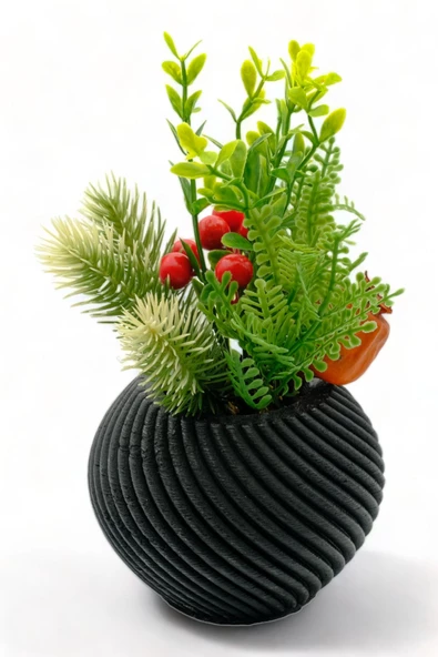 Evene Saksı Dekoratif Saksı Kaktüs Saksısı Sukulent Saksısı Küçük Saksı Model 1 Siyah Saksı ürün görseli 1