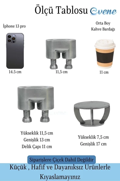 Evene Ahşap Ayaklı Beton Saksı Büyük Boy 1 Adet Gümüş Varak Boyalı Eskitmeli Pantolon Model - 2