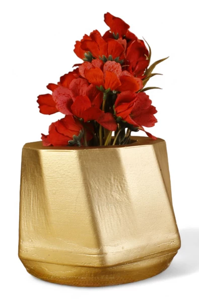 Evene Saksı Büyük Saksı Çiçek Saksısı Büyük Boy Saksı Salon Saksısı Model 8 Altın Saksı ürün görseli 1