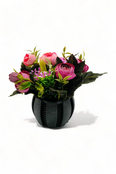 Evene Saksı Dekoratif Saksı Kaktüs Saksısı Sukulent Saksısı Küçük Saksı Model 41 Siyah Saksı ürün görseli 1