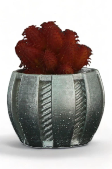 Evene Saksı Dekoratif Saksı Kaktüs Saksısı Sukulent Saksısı Küçük Saksı Model 41 Gümüş Saksı ürün görseli 1