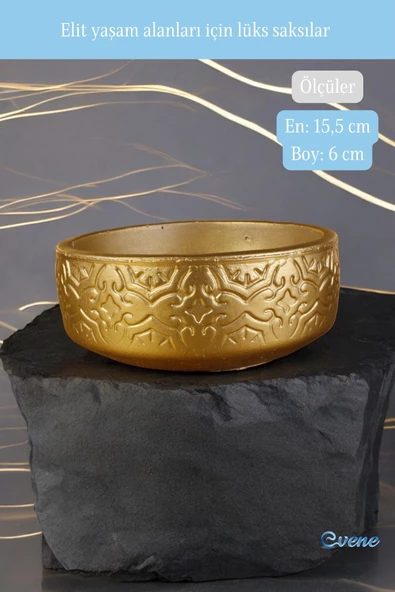 Evene Saksı Büyük Saksı Çiçek Saksısı Büyük Boy Saksı Salon Saksısı Model 2 Gold Saksı - Resim 2