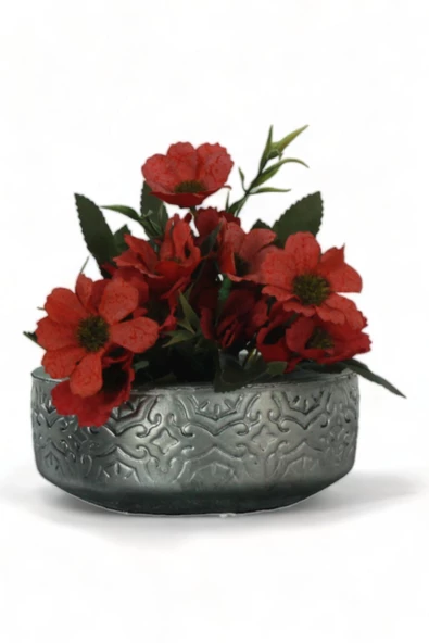 Evene Saksı Büyük Saksı Çiçek Saksısı Büyük Boy Saksı Salon Saksısı Model 2 Siyah Gümüş Saksı ürün görseli 1