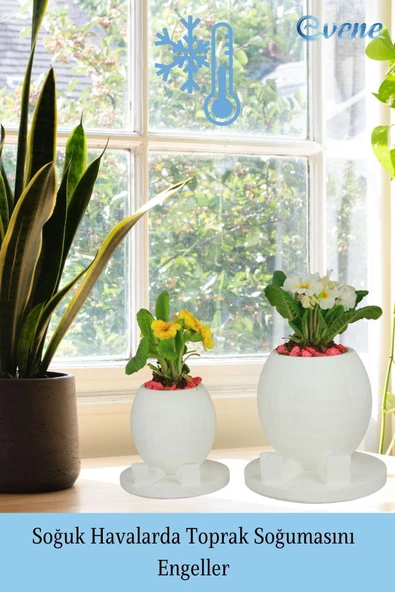 Evene Saksı Büyük Saksı Çiçek Saksısı Büyük Boy Saksı Salon Saksısı Model 1 Beyaz Saksı - Resim 5